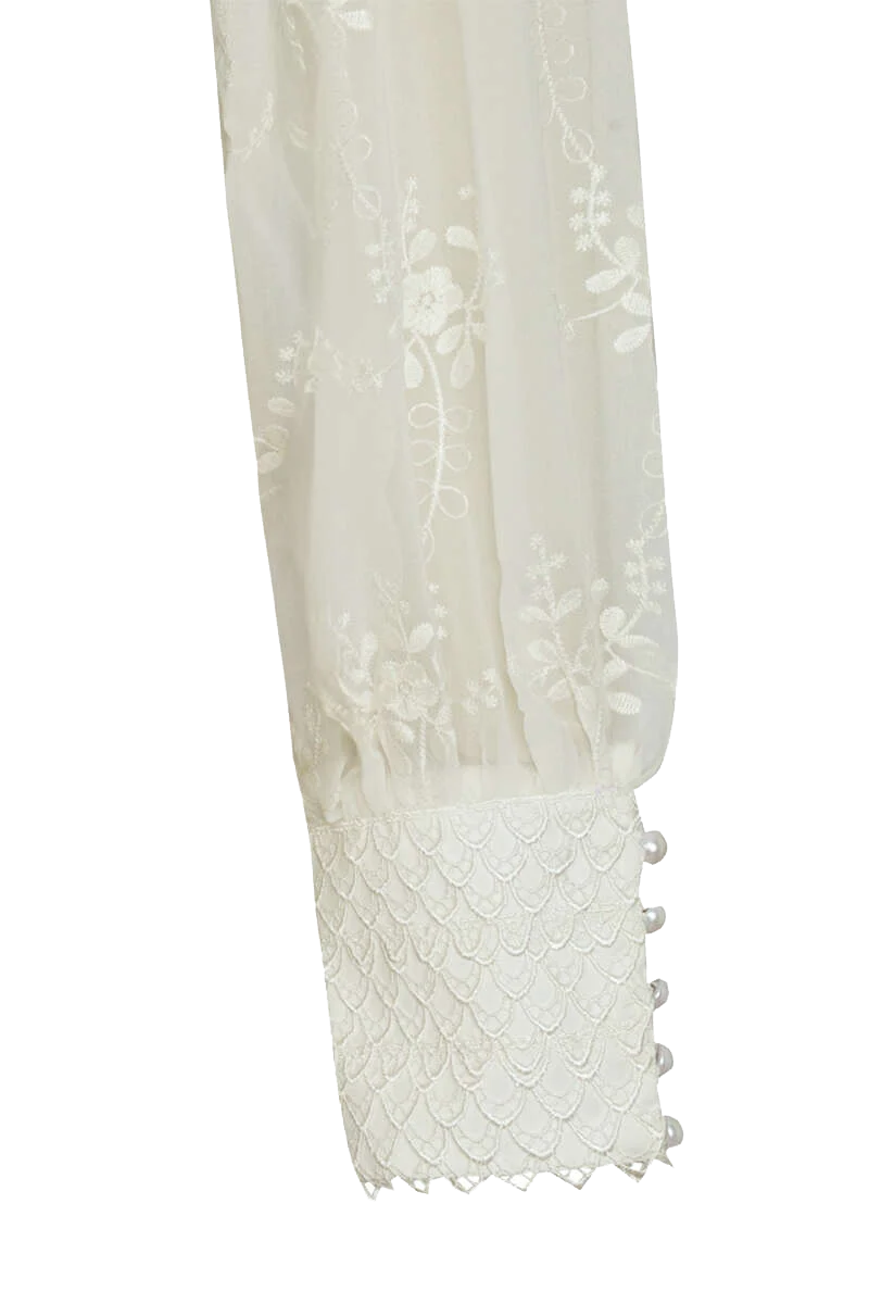 Dirndlbluse mit langen Puffärmeln ecru