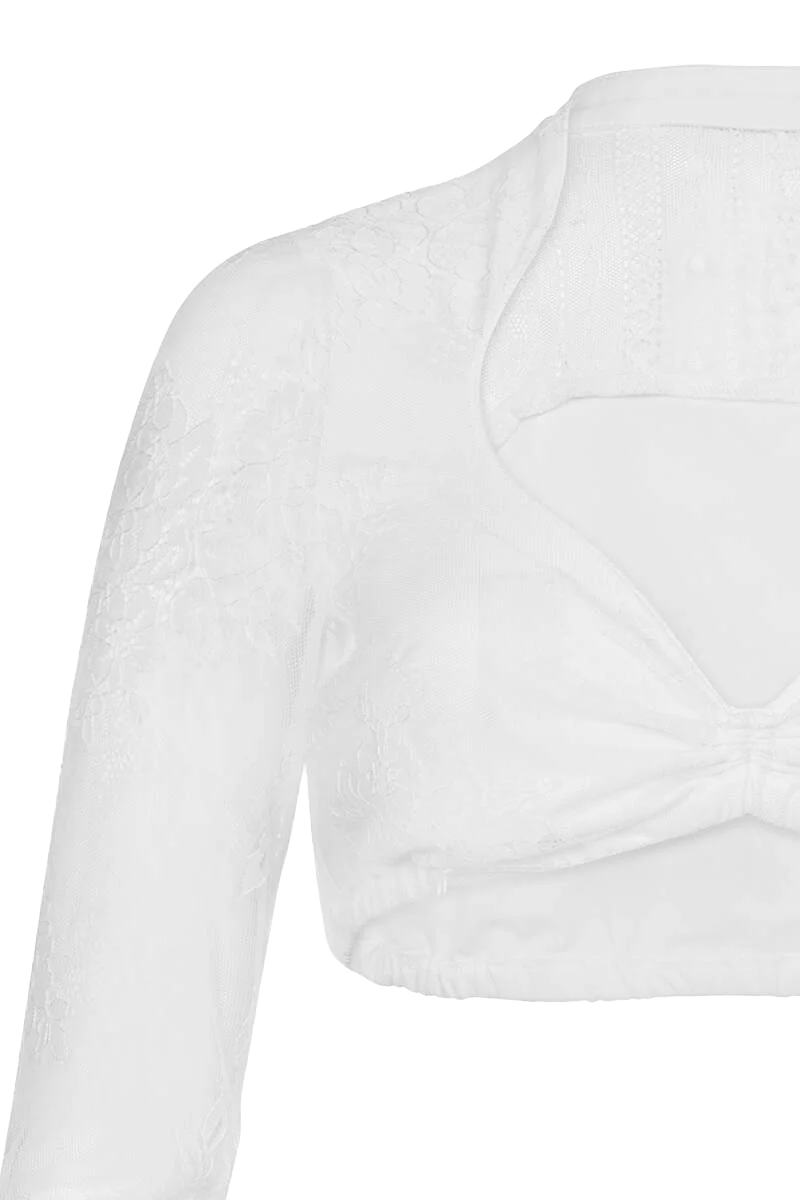 Dirndlbluse mit Stehkragen und Herz-Ausschnitt langarm