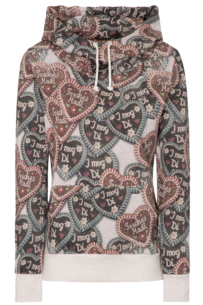 Damen Kapuzen-Hoodie mit Lebkuchenherzen