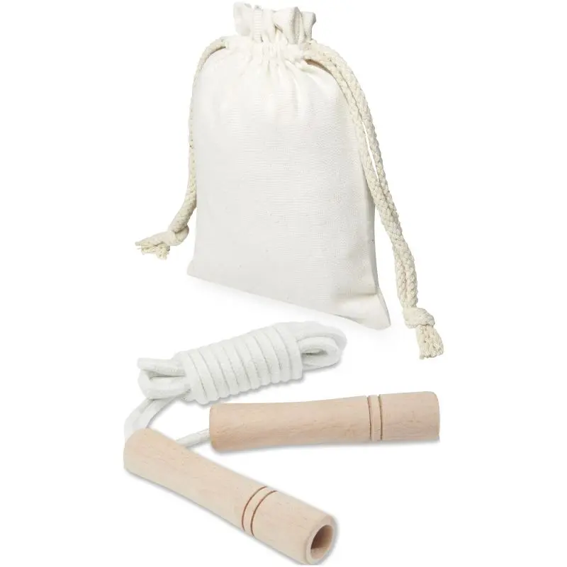 Denise Naturholz Springseil in Offwhite mit Baumwollbeutel