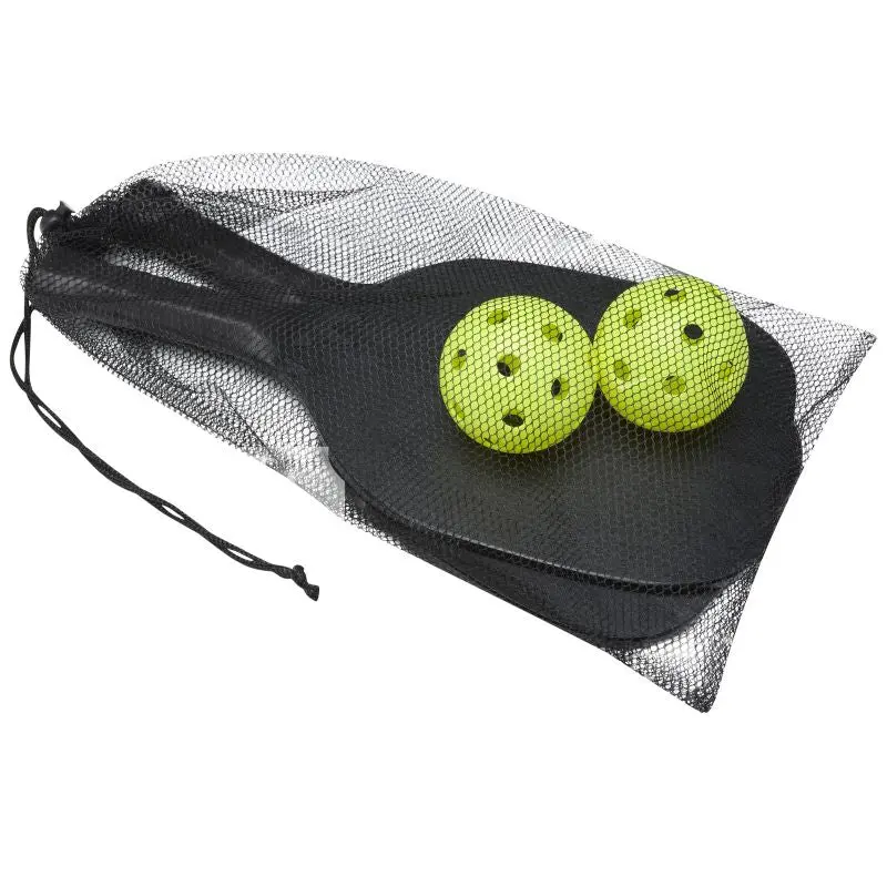 Enrique Paddelballset im Netzbeutel Schwarz, Ideal für Strand & Freizeit