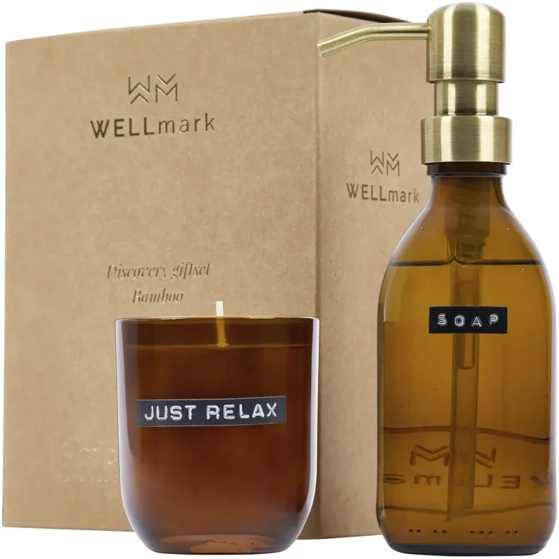 Wellmark Discovery Set: Bambus Seifenspender 200 ml & Duftkerze 150 g