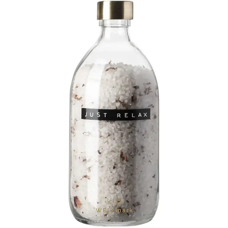 Wellmark Just Relax Badesalz, Rosenduft, 500 ml - Kristallklar