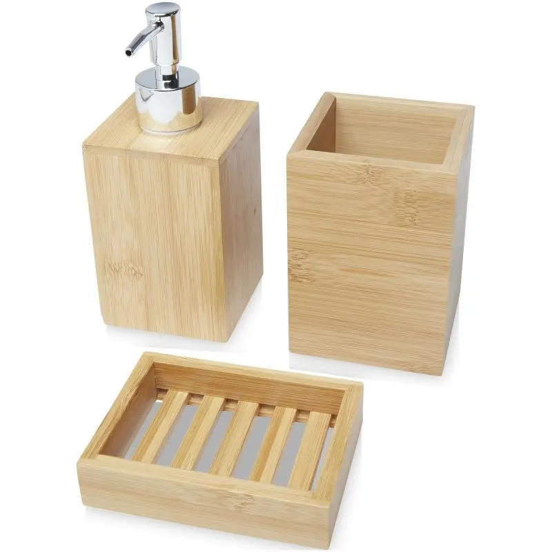 Stilvolles Hedon 3-teiliges Bambus Badezimmer-Set - Natürliche Eleganz für Ihr Bad