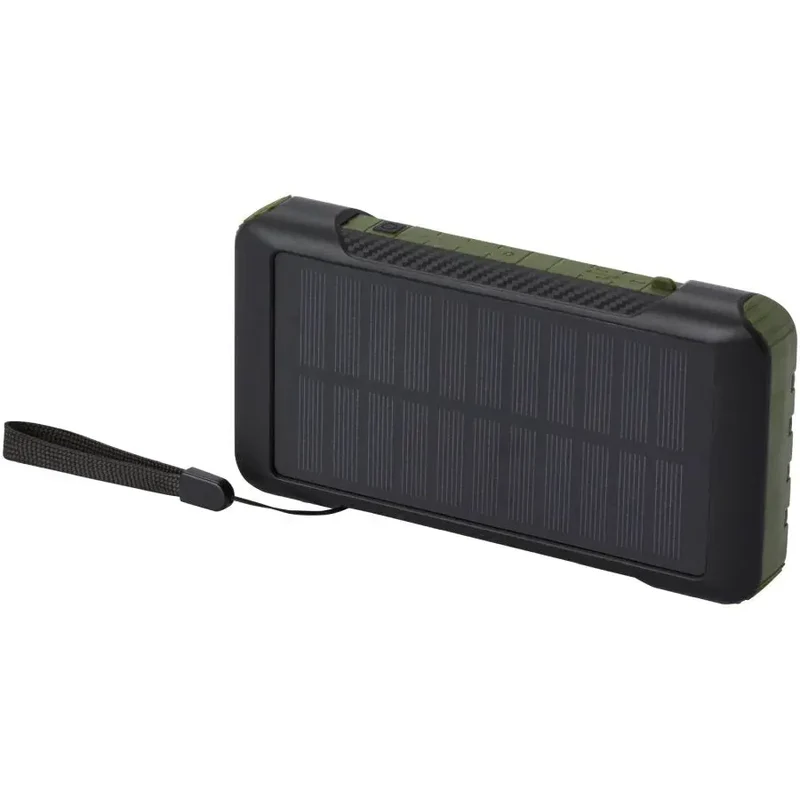 Soldy 10.000 mAh Solar-Powerbank aus GRS-Kunststoff - Armeegrün