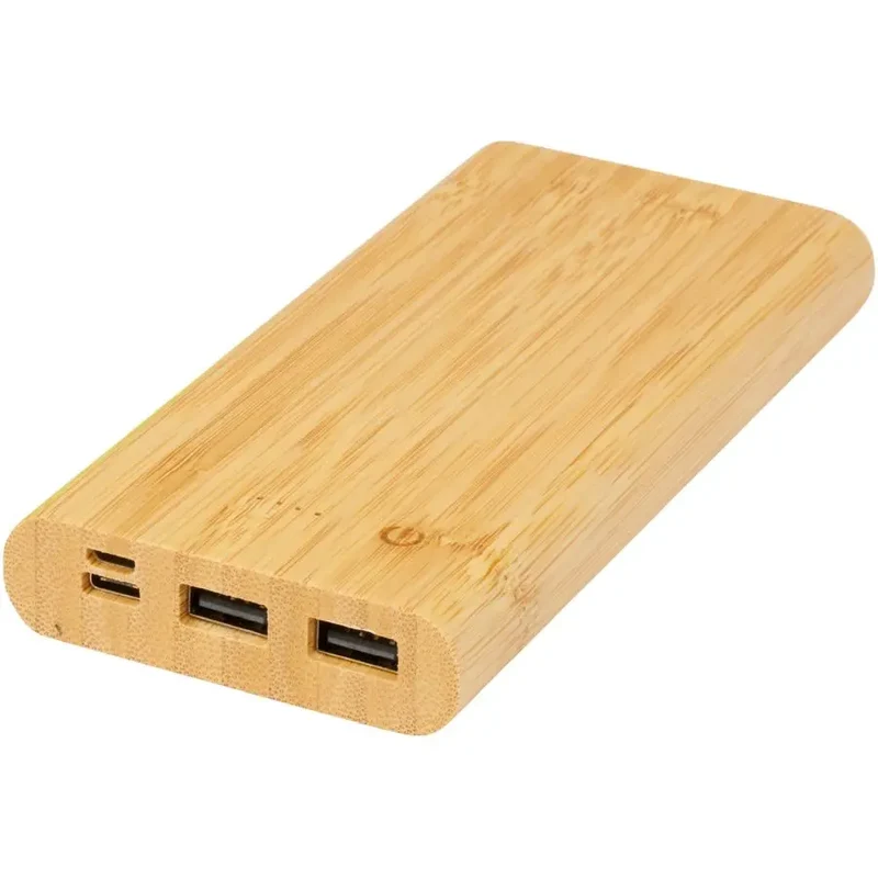 Tulda 10.000 mAh Powerbank aus Bambus - Natur, Umweltfreundliches Tragbares Ladegerät, Hohe Kapazität