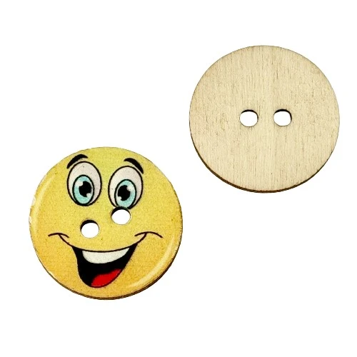 Kinderknopf Smiley 25 mm – Holzknopf KK-73c