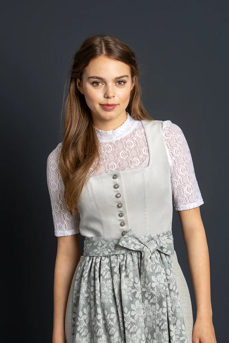 Almliebe Dirndl Boarische Braut grau