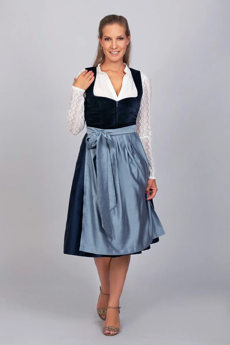 Midi Dirndl Luna Samt Blau