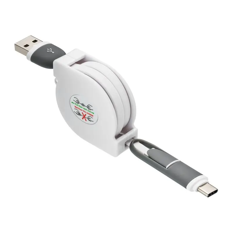 REEVES-SNAKE 3-in-1 Ladekabel mit Aufroller - Praktisch, Weiß