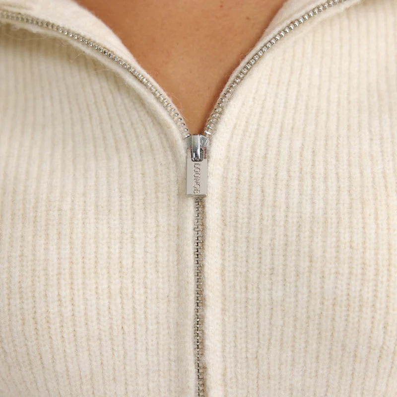 Strukturierte Strickjacke - Crèmefarben