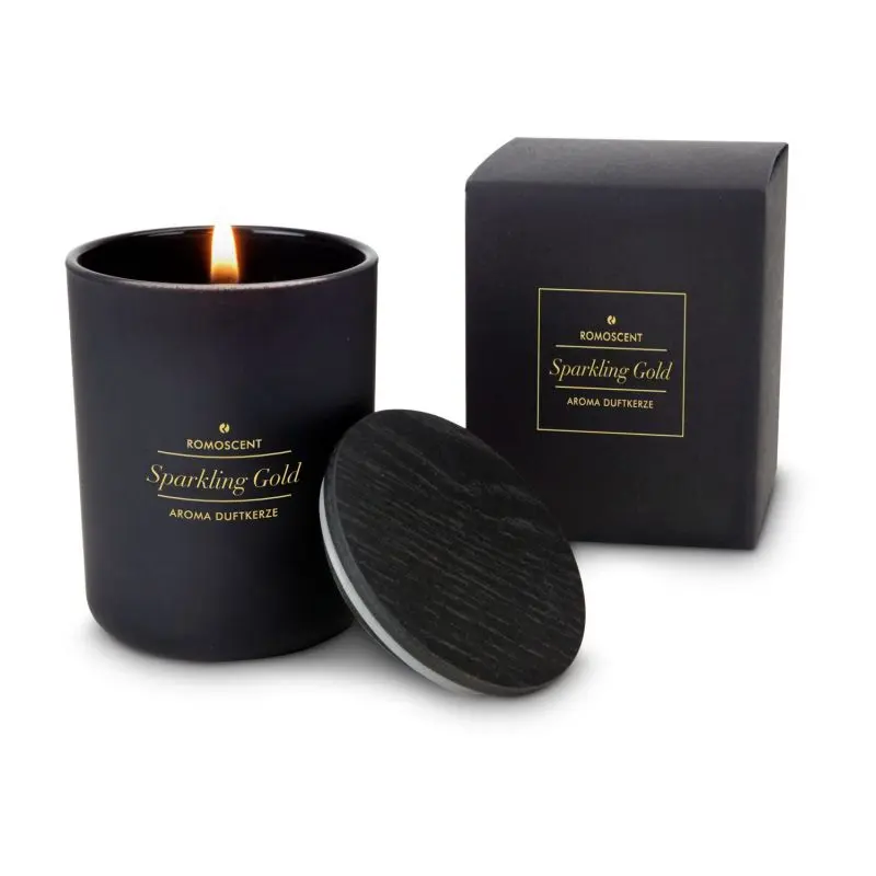 ROMOSCENT Sparkling Gold Aromakerze – Duftkerze mit luxuriösem Goldmotiv
