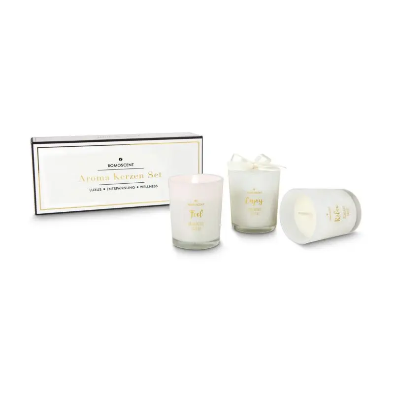 ROMOSCENT Luxus-Aromakerzenset, Natürliche Vanille-Duftkerzen, Entspannungsset