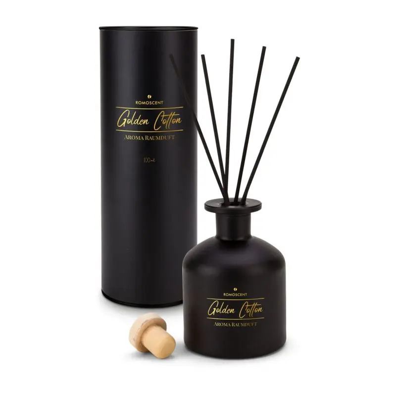 ROMOSCENT Golden Cotton Raumduft – Schwarz & Gold, Eleganter Duftspender