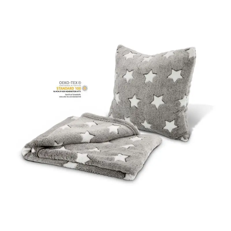 Stern Kissen-Decken-Set in Grau - Kombinierte Gemütlichkeit für Zuhause, 100x150 cm