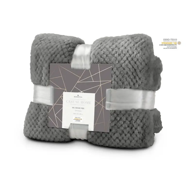 XXL Kuscheldecke Feel - Große Decke in Grau, 220x240 cm, 275 g/m² - extra weich