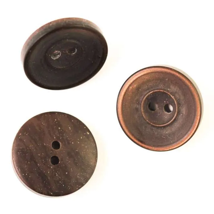 Hornimitatknopf Braun 2-Loch-Knopf – Blazer- und Sakkoknopf HI-42