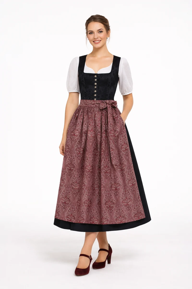 Jacquard-Dirndlschürze mit Ornamentmotiv – 77 cm