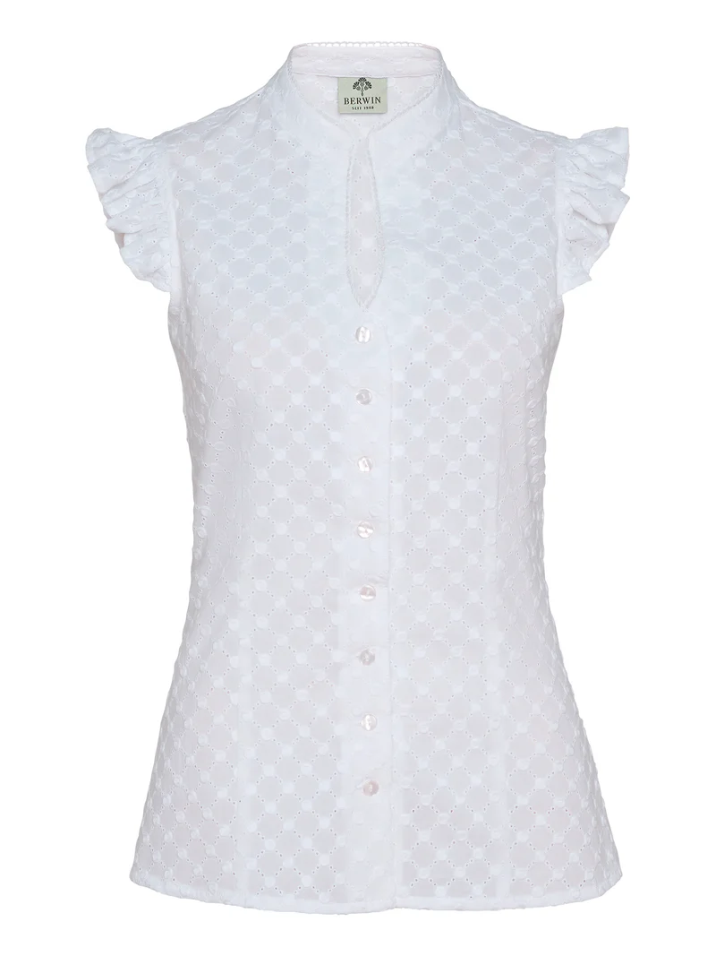 Sommerbluse aus bestickter Baumwolle mit Lochmuste