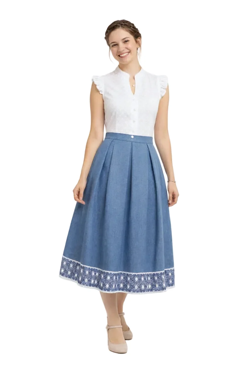 Sommerbluse aus bestickter Baumwolle mit Lochmuste