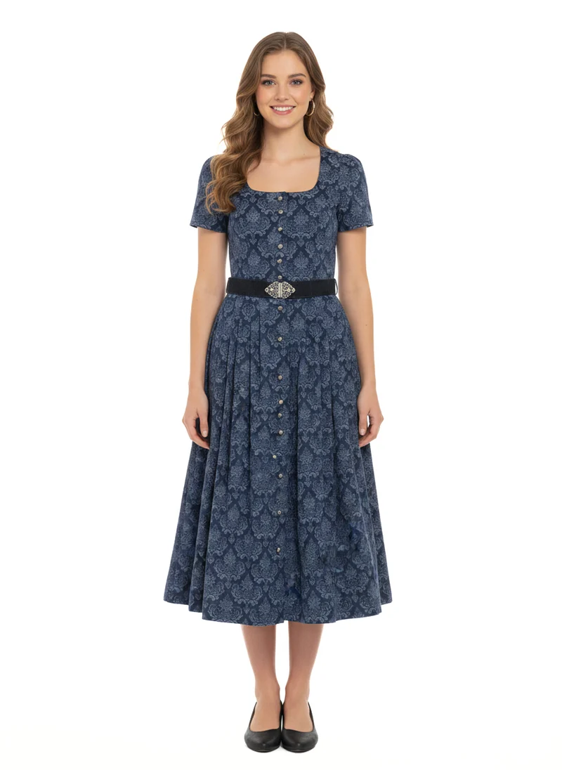 Baumwolldruck-Kleid mit kurzem Arm