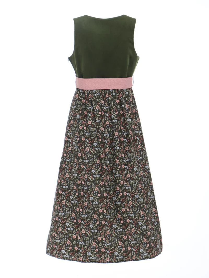 Umstandsdirndl mit Cord-Oberteil & geblümtem Rock