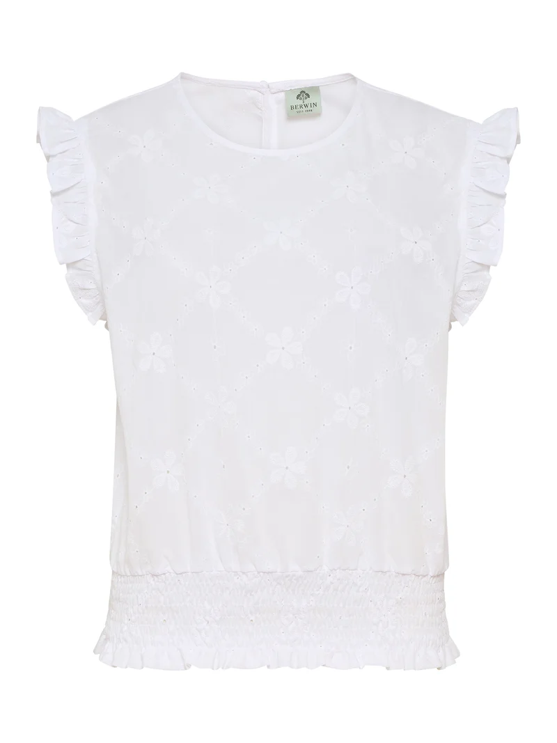 Bestickte Bluse mit Gummizug am Saum