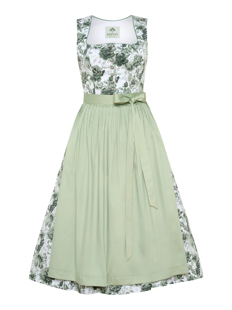 Klassisches Dirndl aus Satin-Rosendruck