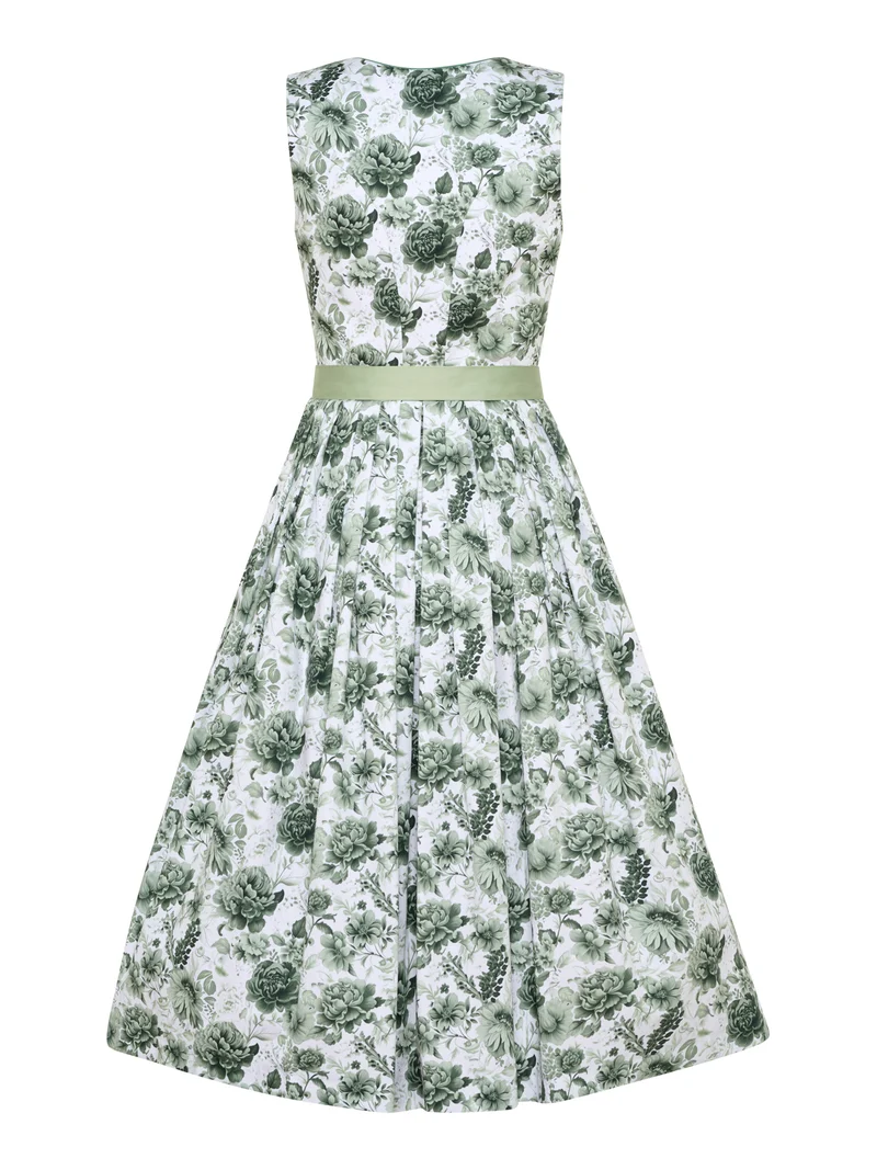 Klassisches Dirndl aus Satin-Rosendruck