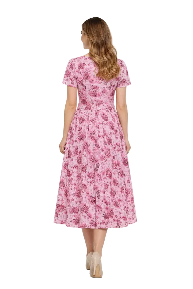 Rosendruck-Kleid mit kurzem Arm