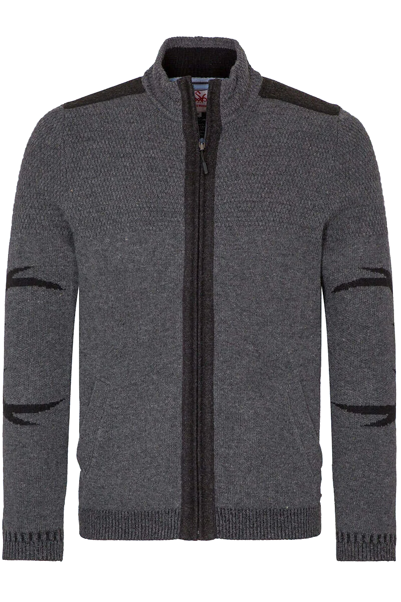 Herren Strickjacke sportiv mit Reißverschluss - anthrazit
