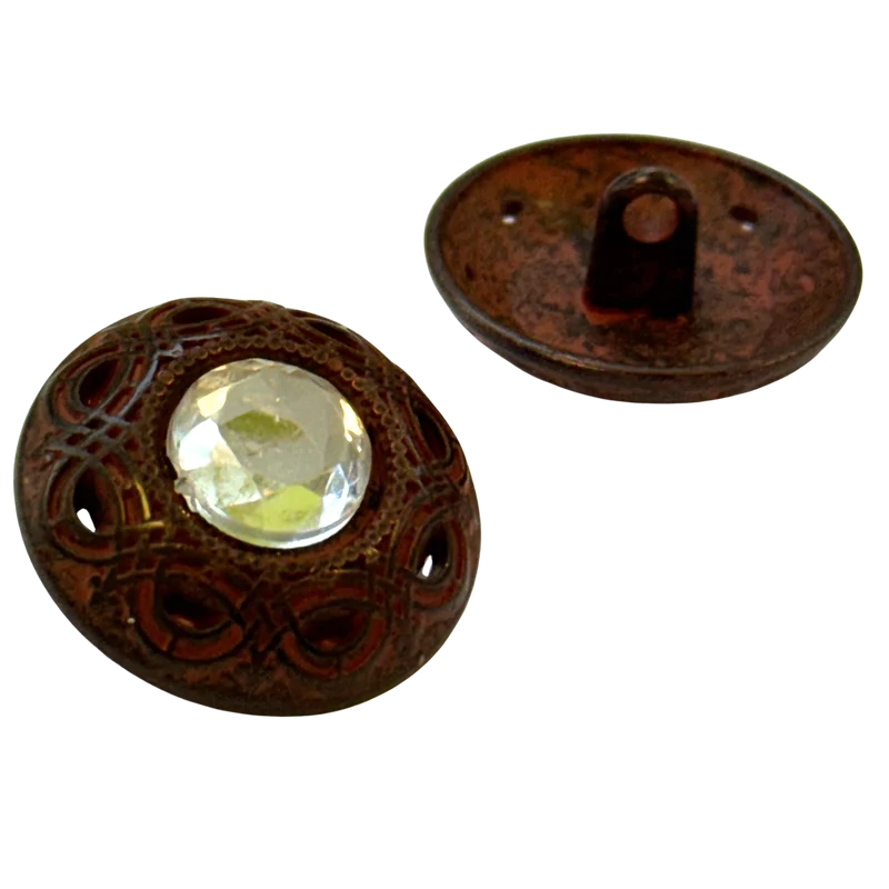 Trachtenknopf Strass Rostrot – Ösenknopf – TK-5