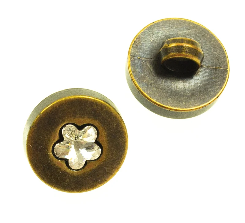 Trachtenknopf Strass Messing – Ösenknopf – TK-66