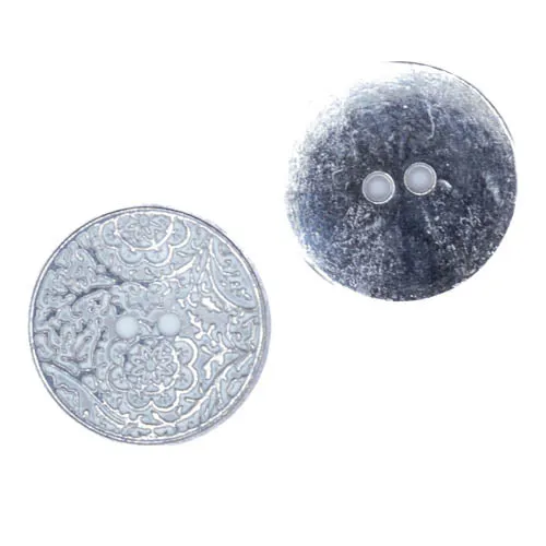 Trachtenknopf Ornament Nickel-Weiß – 2-Loch Knopf – TK-146