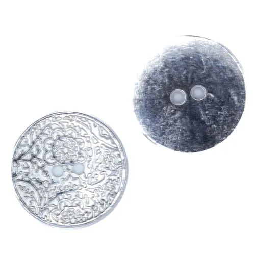 Trachtenknopf Ornament Nickel – 2-Loch Knopf – TK-146