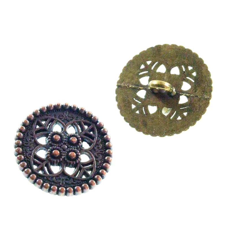 Trachtenknopf Blumenmotiv Altgold – Ösenknopf – TK-44AG