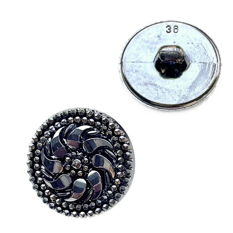 Trachtenknopf Blumenmotiv Stahl – Ösenknopf – TK-105