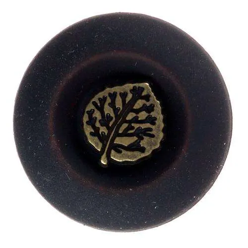 Trachtenknopf Blattmotiv Grün-Messing – Kunststoffknopf TK-161