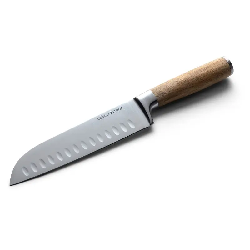 Orrefors Jernverk Santoku Kochmesser - Holzgriff Premium Allzweckmesser für präzises Schneiden