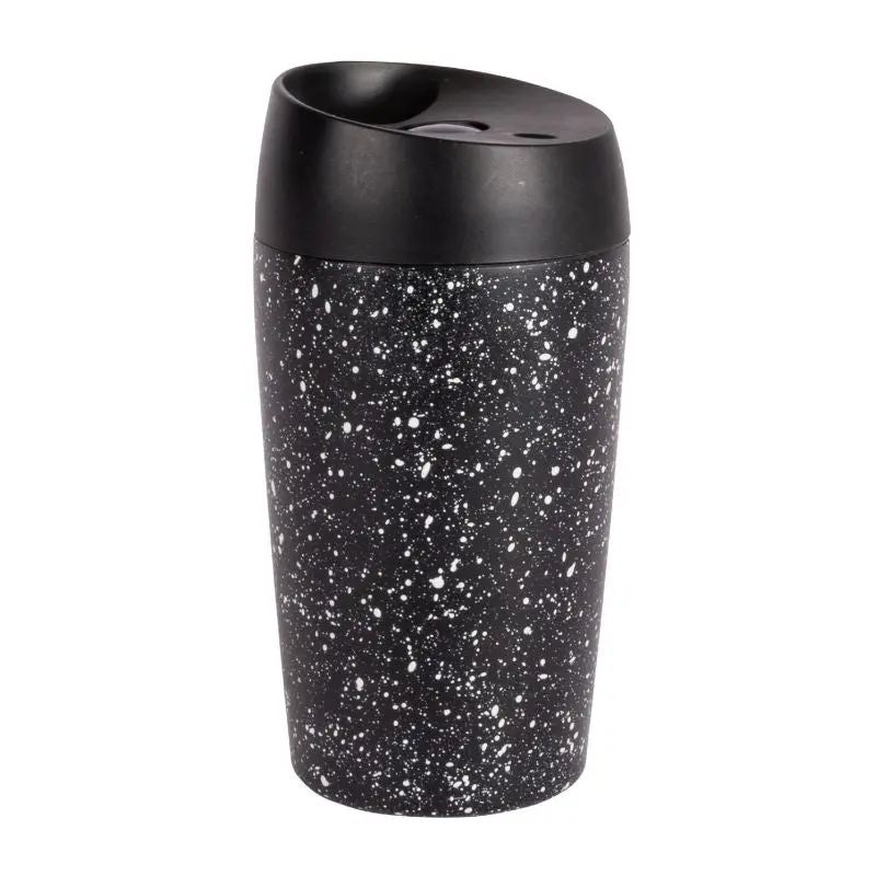 Sagaform Loke Reisebecher Splash 240 ml – zweifarbiger isolierter Thermobecher in Schwarz und Weiß