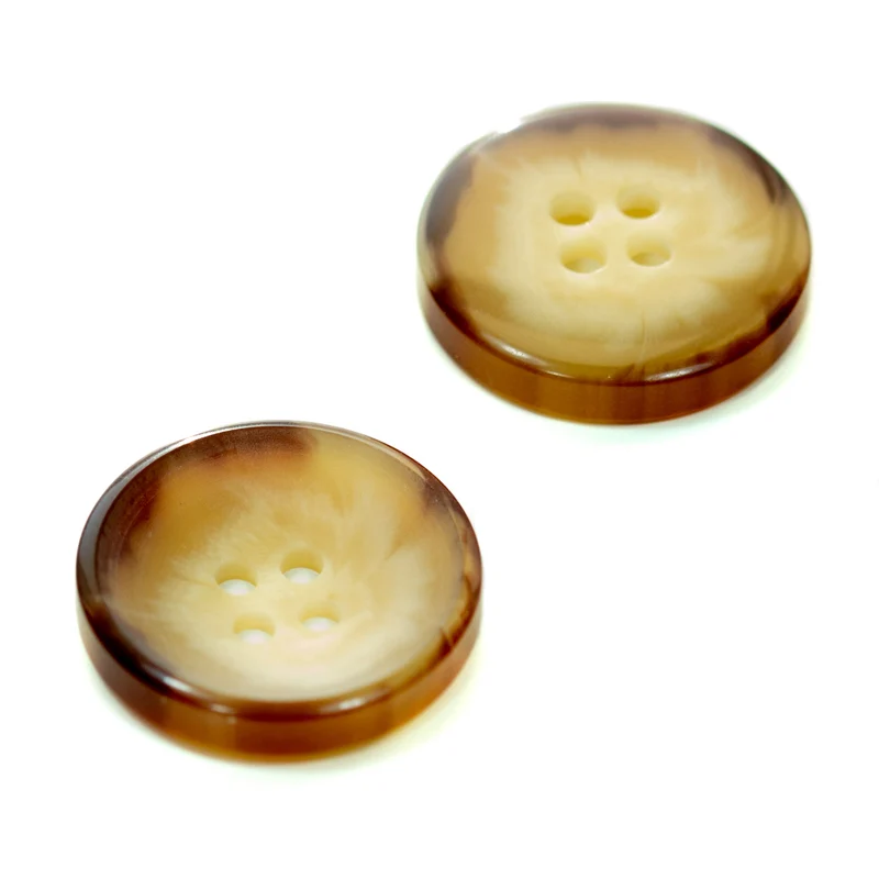 Hornimitatknopf Beige 4-Loch-Knopf matt – Mantel- und Jackenknopf KBR-31