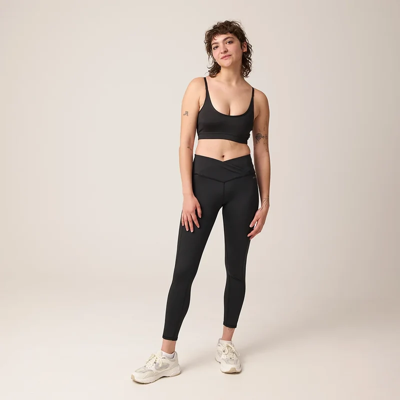High Waist Leggings V Cross | Schwarz