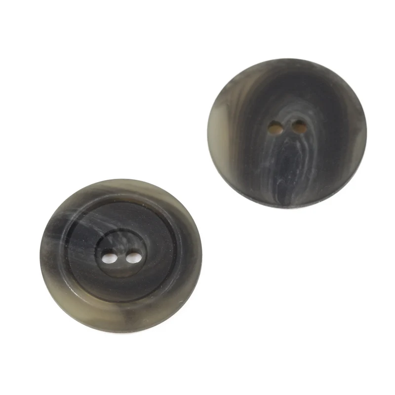 Hornimitatknopf Grau 2-Loch-Knopf – Blazer- und Sakkoknopf HI-80