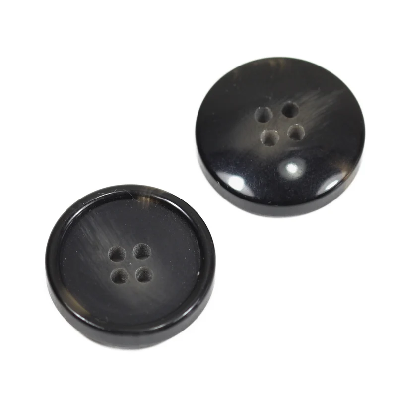 Hornimitatknopf Anthrazit 4-Loch-Knopf – Blazer- und Sakkoknopf HI-83