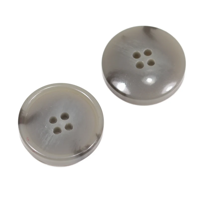 Hornimitatknopf Grau 4-Loch-Knopf – Blazer- und Sakkoknopf HI-83