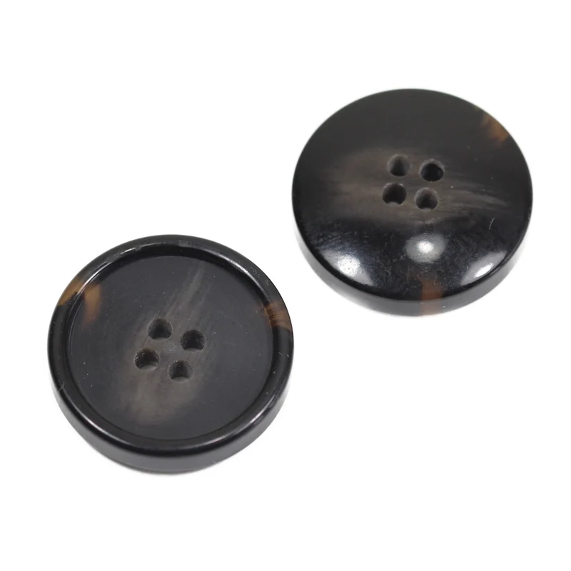 Hornimitatknopf Dunkelbraun 4-Loch-Knopf – Blazer- und Sakkoknopf HI-83