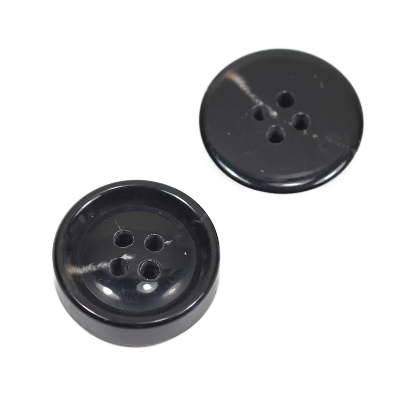 Hornimitatknopf Schwarz 4-Loch-Knopf – Blazer- und Sakkoknopf HI-84
