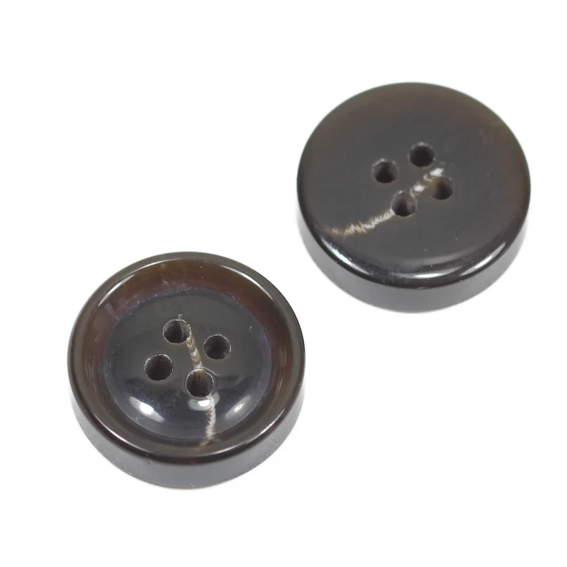Hornimitatknopf Dunkelbraun 4-Loch-Knopf – Blazer- und Sakkoknopf HI-84