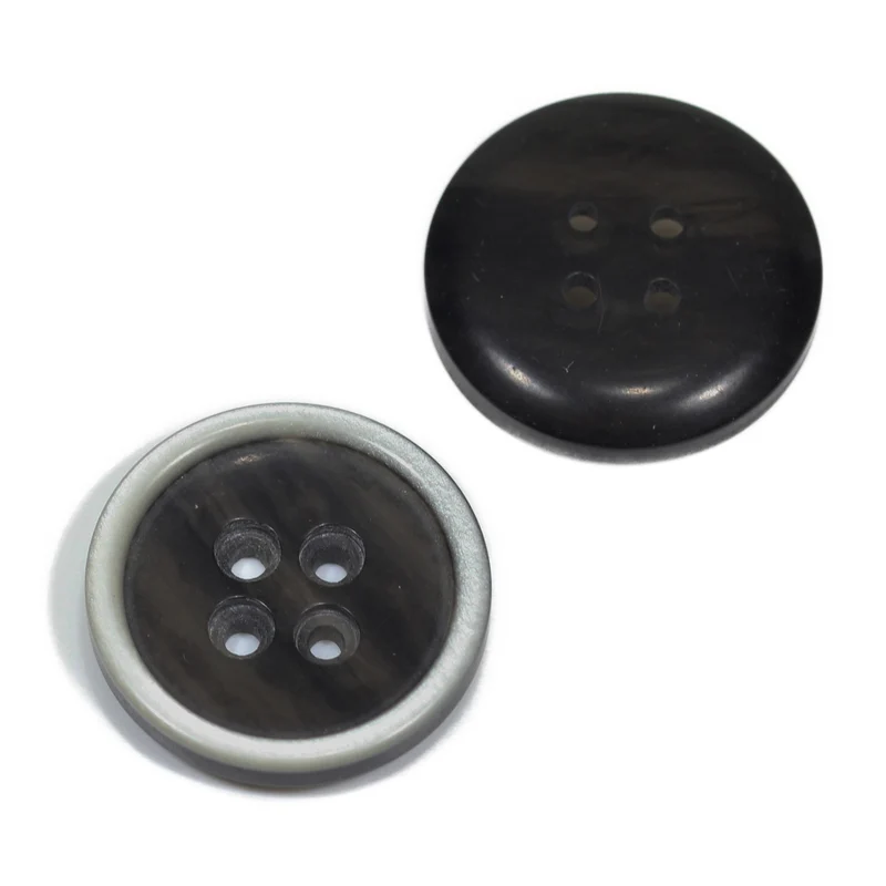 Hornimitatknopf Anthrazit 4-Loch-Knopf – Blazer- und Sakkoknopf HI-85