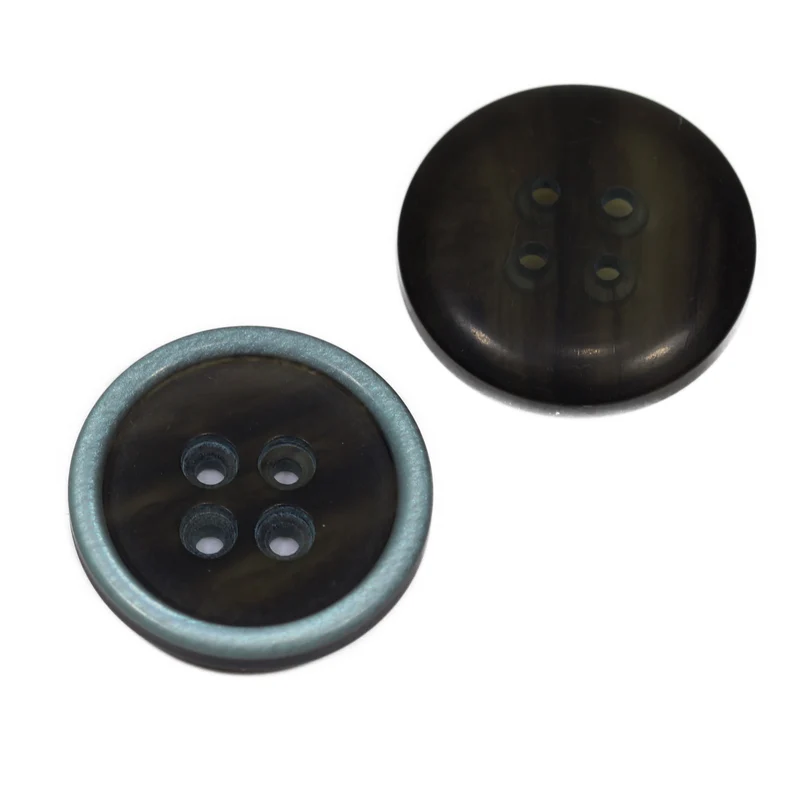 Hornimitatknopf Anthrazit 4-Loch-Knopf – Blazer- und Sakkoknopf HI-85